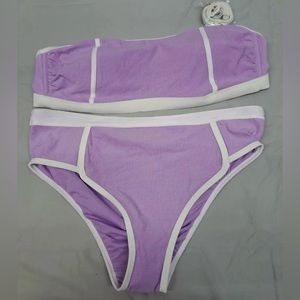 KONA SOL Women's  TERRY TEXTURED Bikini - High Waist AMETHYST 1X 16w-18w